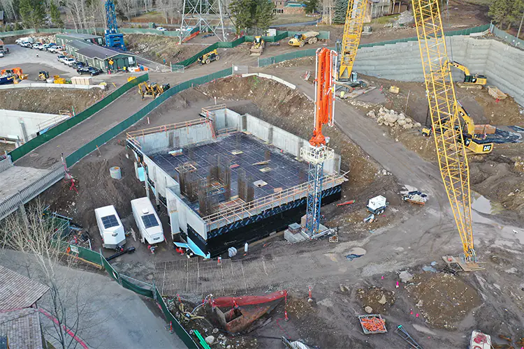 A large commercial construction project underway in Teton Village, WY.