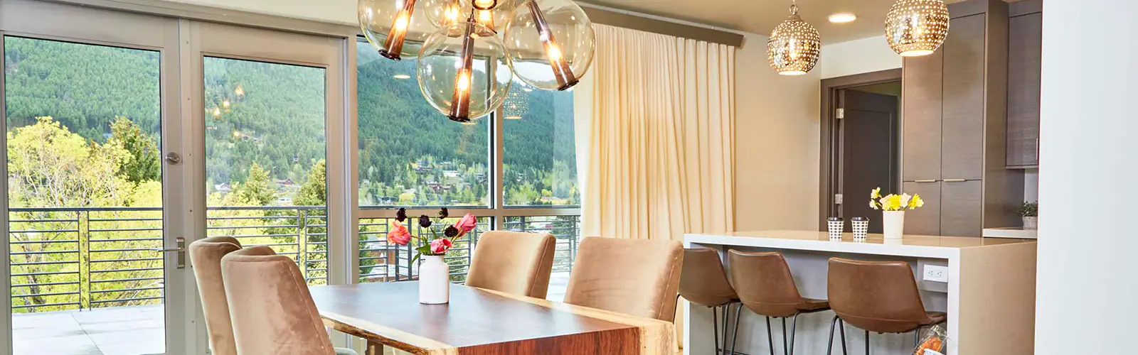 A dining room at a residence in Teton Village, WY.